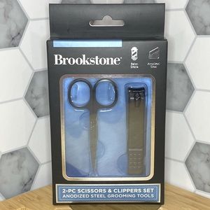 🔥5/$25🔥Brookstone Anodized Steel Grooming Tools: 2pc Scissors & Nail Clippers